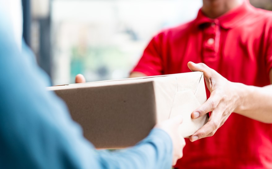 Parcel being delivered